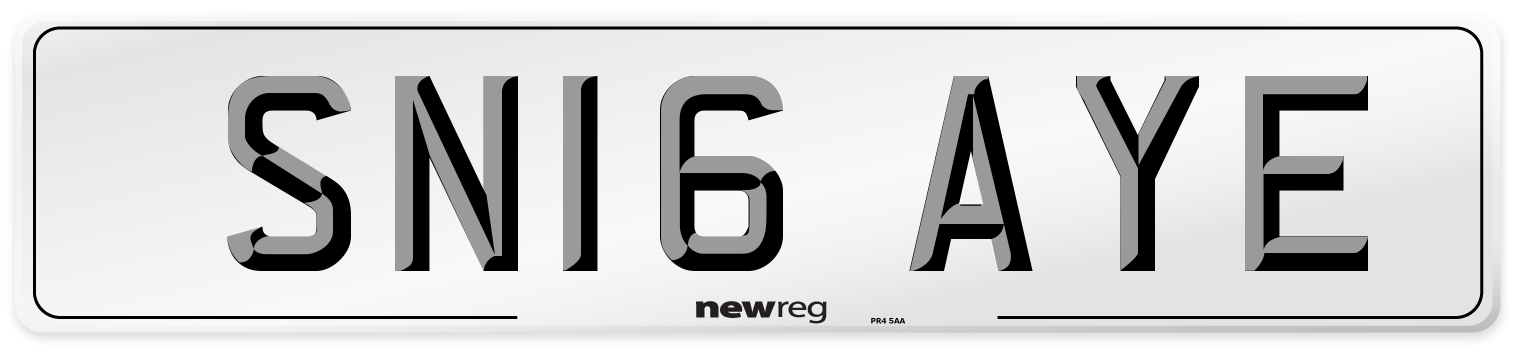 SN16 AYE Number Plate from New Reg
